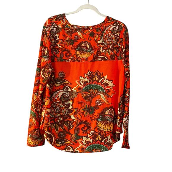 Izuria Bright Tunic Top Orange Paisley Floral Light Knit XL Boho  Eye-catching - Picture 7 of 10